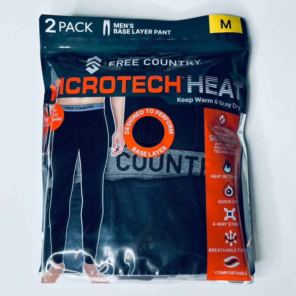 Free Country Men's Microtech Heat Base Layer Black Pants